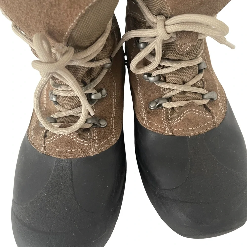 SOREL Cold Mountain Thinsulate Winter Brown Suede Rubber Boots. Size 8